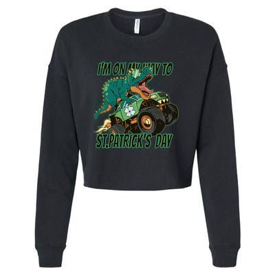 Im On My Way To St Patricks Day Dinosaur Cropped Pullover Crew