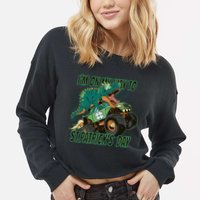 Im On My Way To St Patricks Day Dinosaur Cropped Pullover Crew