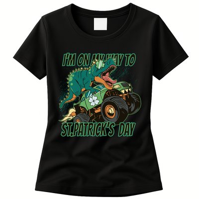 Im On My Way To St Patricks Day Dinosaur Womens T-Shirt