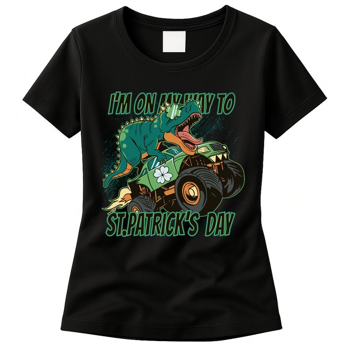 Im On My Way To St Patricks Day Dinosaur Womens T-Shirt