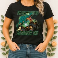 Im On My Way To St Patricks Day Dinosaur Womens T-Shirt