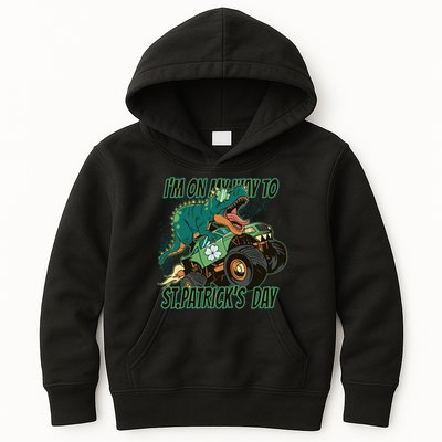Im On My Way To St Patricks Day Dinosaur Kids Hoodie