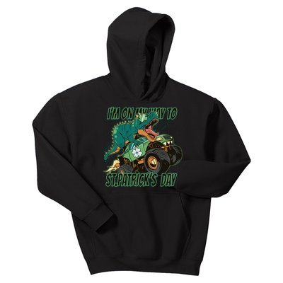 Im On My Way To St Patricks Day Dinosaur Kids Hoodie