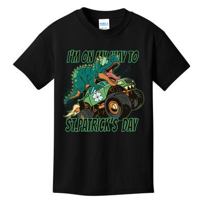 Im On My Way To St Patricks Day Dinosaur Kids T-Shirt