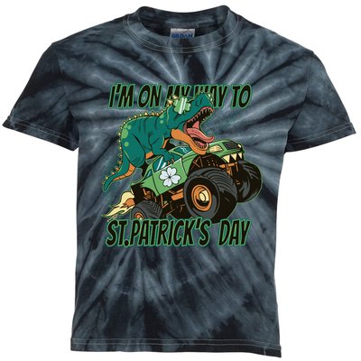 Im On My Way To St Patricks Day Dinosaur Kids Tie-Dye T-Shirt