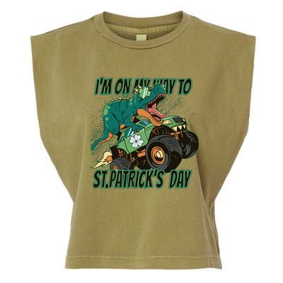 Im On My Way To St Patricks Day Dinosaur Garment-Dyed Women's Muscle Tee