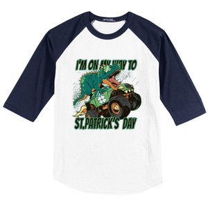 Im On My Way To St Patricks Day Dinosaur Baseball Sleeve Shirt