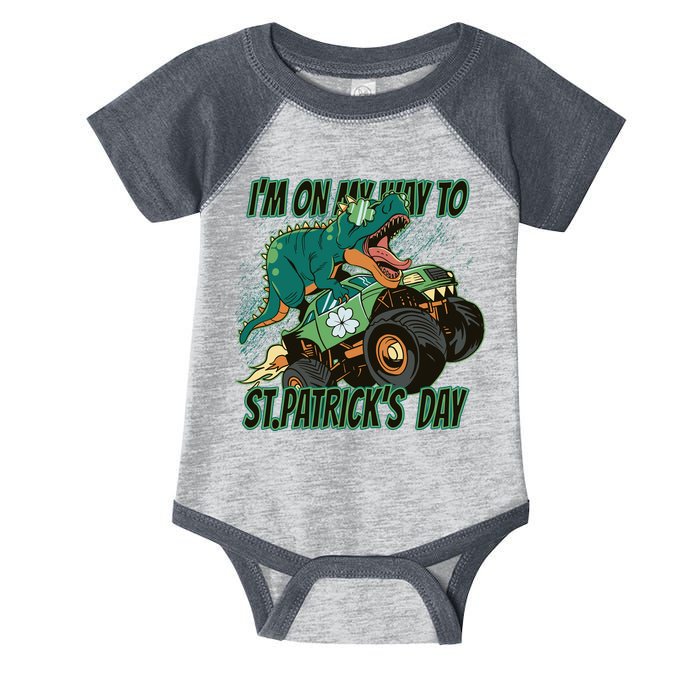Im On My Way To St Patricks Day Dinosaur Infant Baby Jersey Bodysuit