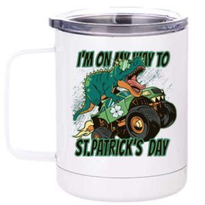 Im On My Way To St Patricks Day Dinosaur 12 oz Stainless Steel Tumbler Cup