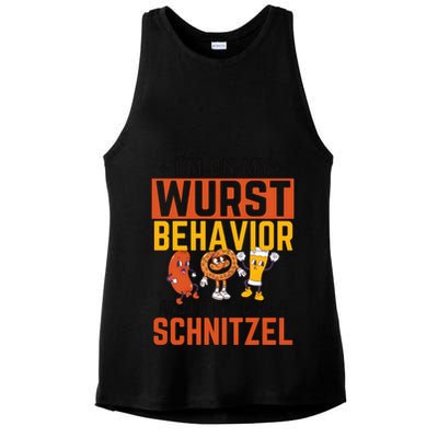 IM On My Wurst Behavior I DonT Give A Schnitzel Funny Oktoberfest Ladies PosiCharge Tri-Blend Wicking Tank