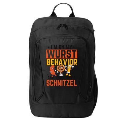 IM On My Wurst Behavior I DonT Give A Schnitzel Funny Oktoberfest City Backpack