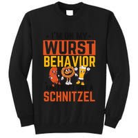 IM On My Wurst Behavior I DonT Give A Schnitzel Funny Oktoberfest Tall Sweatshirt