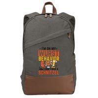 IM On My Wurst Behavior I DonT Give A Schnitzel Funny Oktoberfest Cotton Canvas Backpack