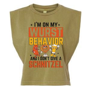 IM On My Wurst Behavior I DonT Give A Schnitzel Funny Oktoberfest Garment-Dyed Women's Muscle Tee