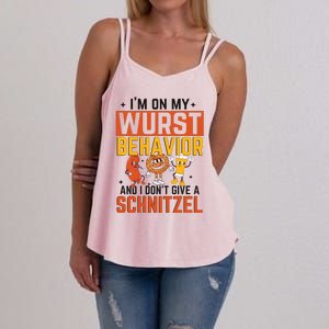 IM On My Wurst Behavior I DonT Give A Schnitzel Funny Oktoberfest Women's Strappy Tank