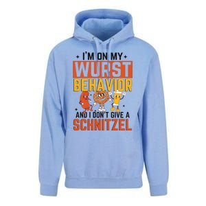 IM On My Wurst Behavior I DonT Give A Schnitzel Funny Oktoberfest Unisex Surf Hoodie