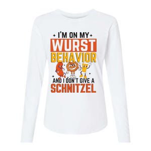 IM On My Wurst Behavior I DonT Give A Schnitzel Funny Oktoberfest Womens Cotton Relaxed Long Sleeve T-Shirt