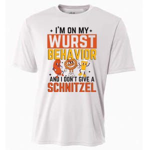 IM On My Wurst Behavior I DonT Give A Schnitzel Funny Oktoberfest Cooling Performance Crew T-Shirt