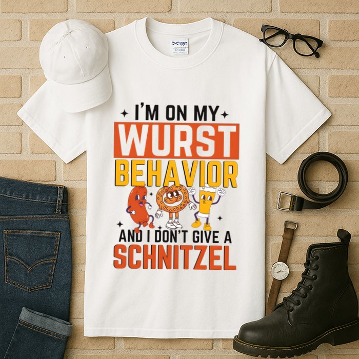 IM On My Wurst Behavior I DonT Give A Schnitzel Funny Oktoberfest Tall T-Shirt