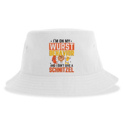 IM On My Wurst Behavior I DonT Give A Schnitzel Funny Oktoberfest Sustainable Bucket Hat