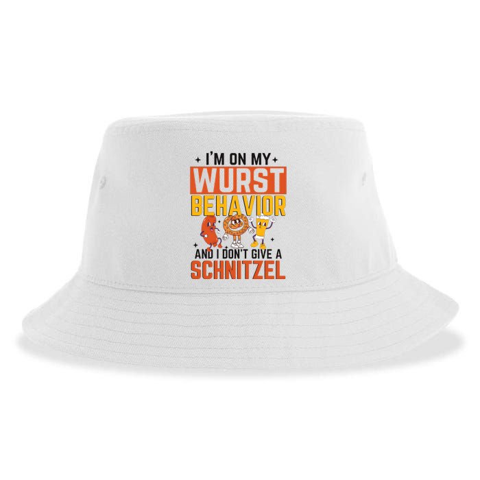 IM On My Wurst Behavior I DonT Give A Schnitzel Funny Oktoberfest Sustainable Bucket Hat