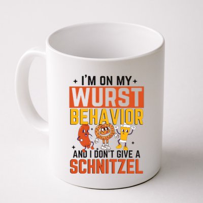 IM On My Wurst Behavior I DonT Give A Schnitzel Funny Oktoberfest Mug