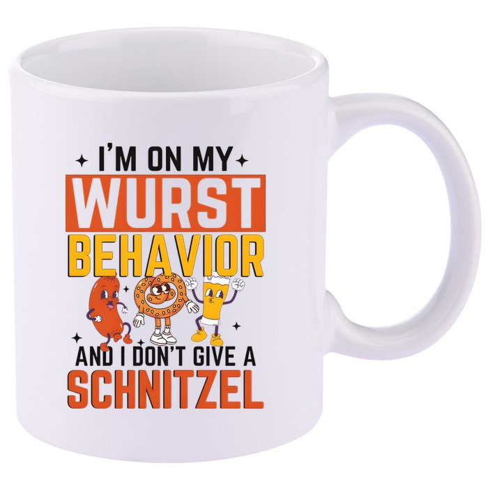 IM On My Wurst Behavior I DonT Give A Schnitzel Funny Oktoberfest 11oz C Handle Ceramic Mug