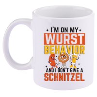 IM On My Wurst Behavior I DonT Give A Schnitzel Funny Oktoberfest 11oz C Handle Ceramic Mug