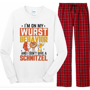 IM On My Wurst Behavior I DonT Give A Schnitzel Funny Oktoberfest Long Sleeve Pajama Set