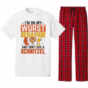 IM On My Wurst Behavior I DonT Give A Schnitzel Funny Oktoberfest Pajama Set