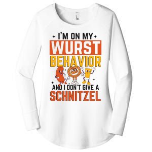 IM On My Wurst Behavior I DonT Give A Schnitzel Funny Oktoberfest Women's Perfect Tri Tunic Long Sleeve Shirt