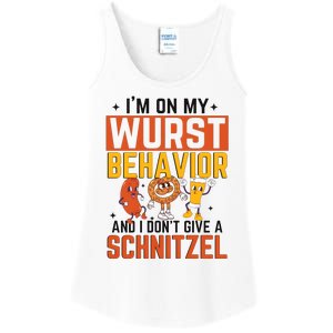 IM On My Wurst Behavior I DonT Give A Schnitzel Funny Oktoberfest Ladies Essential Tank