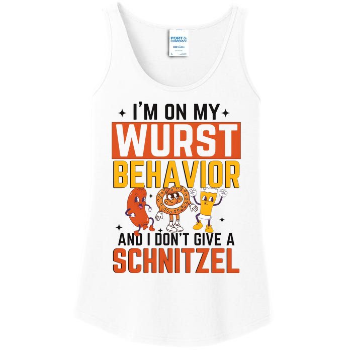 IM On My Wurst Behavior I DonT Give A Schnitzel Funny Oktoberfest Ladies Essential Tank