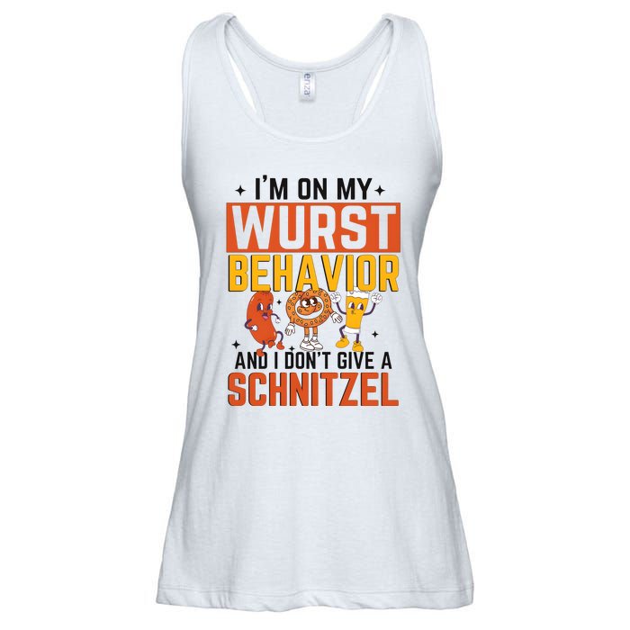 IM On My Wurst Behavior I DonT Give A Schnitzel Funny Oktoberfest Ladies Essential Flowy Tank