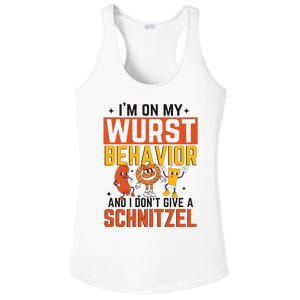 IM On My Wurst Behavior I DonT Give A Schnitzel Funny Oktoberfest Ladies PosiCharge Competitor Racerback Tank