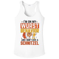 IM On My Wurst Behavior I DonT Give A Schnitzel Funny Oktoberfest Ladies PosiCharge Competitor Racerback Tank