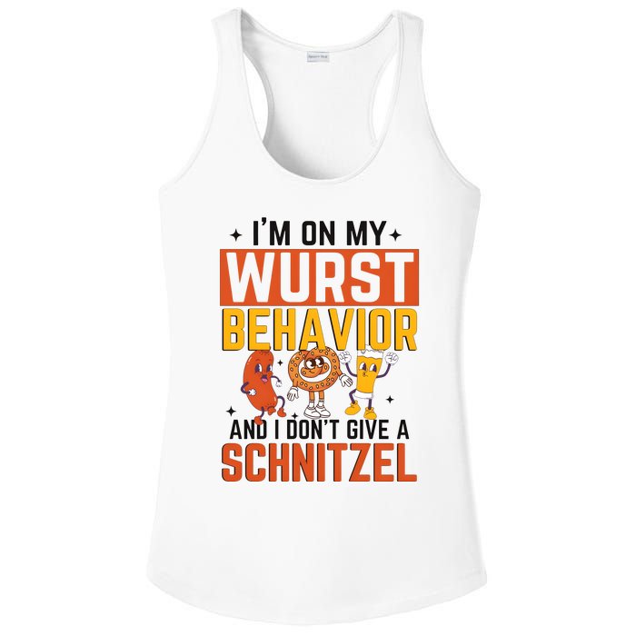 IM On My Wurst Behavior I DonT Give A Schnitzel Funny Oktoberfest Ladies PosiCharge Competitor Racerback Tank