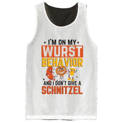 IM On My Wurst Behavior I DonT Give A Schnitzel Funny Oktoberfest Mesh Reversible Basketball Jersey Tank