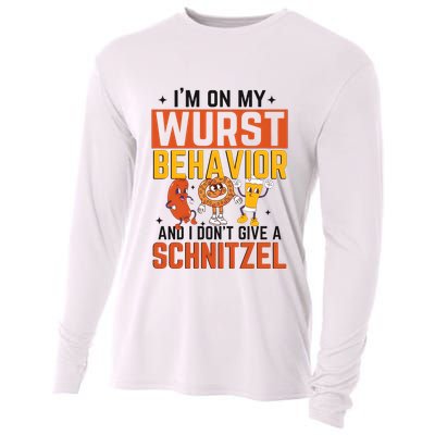 IM On My Wurst Behavior I DonT Give A Schnitzel Funny Oktoberfest Cooling Performance Long Sleeve Crew