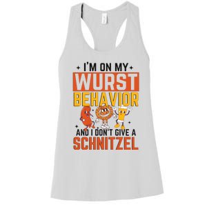 IM On My Wurst Behavior I DonT Give A Schnitzel Funny Oktoberfest Women's Racerback Tank