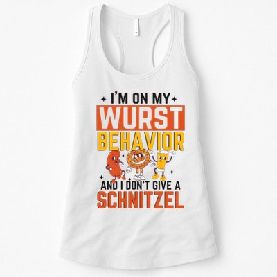 IM On My Wurst Behavior I DonT Give A Schnitzel Funny Oktoberfest Womens Tank Top