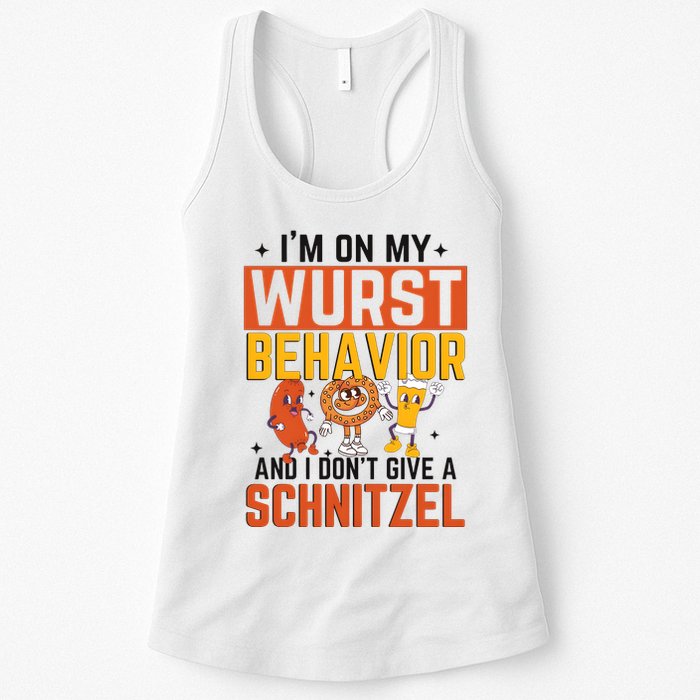 IM On My Wurst Behavior I DonT Give A Schnitzel Funny Oktoberfest Womens Tank Top