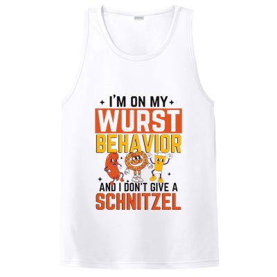 IM On My Wurst Behavior I DonT Give A Schnitzel Funny Oktoberfest PosiCharge Competitor Tank