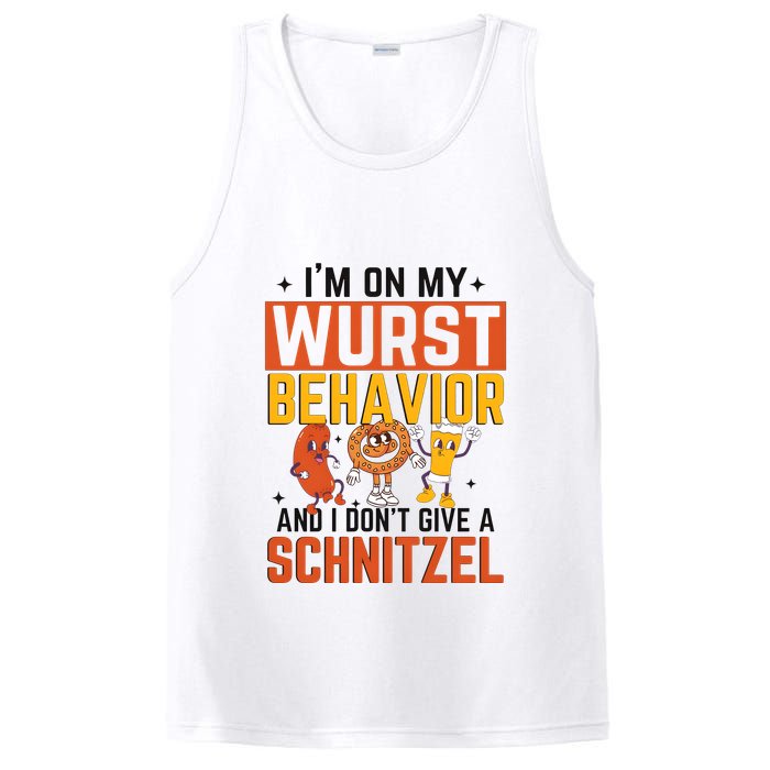 IM On My Wurst Behavior I DonT Give A Schnitzel Funny Oktoberfest PosiCharge Competitor Tank