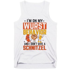 IM On My Wurst Behavior I DonT Give A Schnitzel Funny Oktoberfest Tank Top