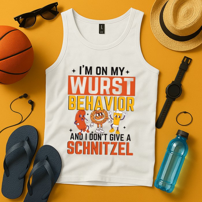 IM On My Wurst Behavior I DonT Give A Schnitzel Funny Oktoberfest Tank Top