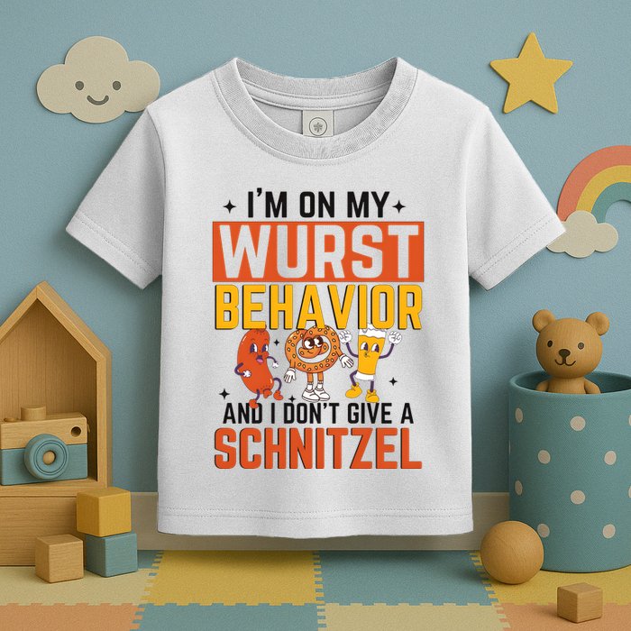 IM On My Wurst Behavior I DonT Give A Schnitzel Funny Oktoberfest Toddler T-Shirt