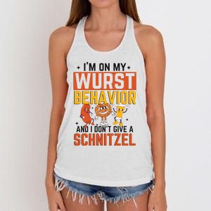 IM On My Wurst Behavior I DonT Give A Schnitzel Funny Oktoberfest Women's Knotted Racerback Tank