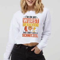 IM On My Wurst Behavior I DonT Give A Schnitzel Funny Oktoberfest Cropped Pullover Crew