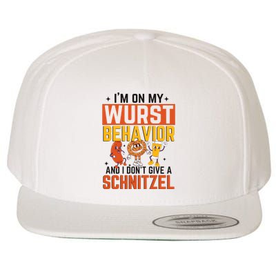 IM On My Wurst Behavior I DonT Give A Schnitzel Funny Oktoberfest Wool Snapback Cap